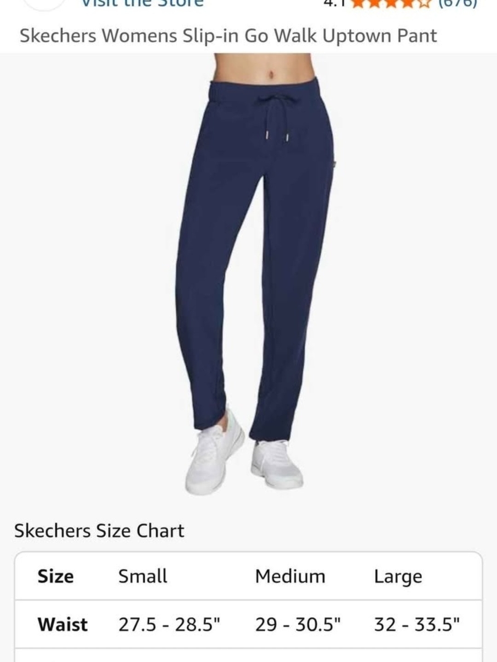 Skechers Women's Navy Slip-in Go Walk Uptown Pants M